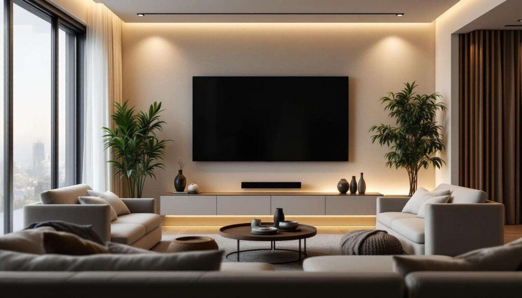 Wohnzimmer mit Wandfernseher einrichten: Ideen für modernes und funktionales Design